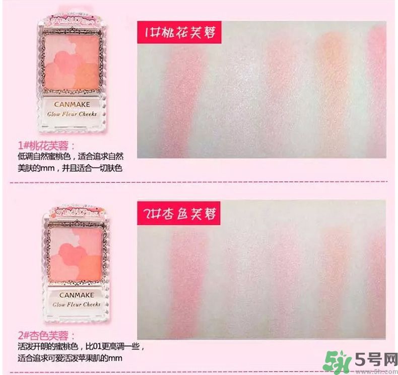 canmake花瓣腮紅色號對比圖？canmake五色花瓣腮紅試色