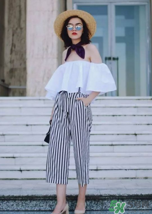 條紋闊腿褲配什么上衣？條紋闊腿褲搭配上衣圖片