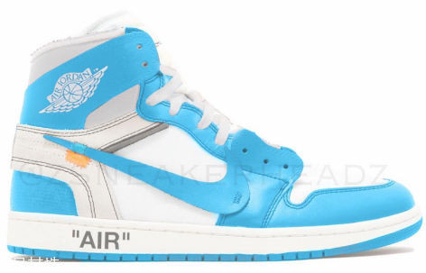 off white聯(lián)名air jordan 1北卡藍配色發(fā)售時間_多少錢？